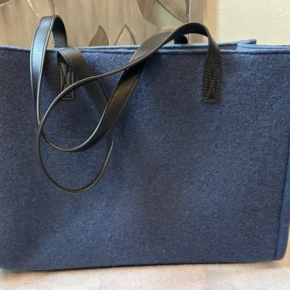 Kate Spade Navy Tote with Pink Floral Accents - Picture 2 of 8